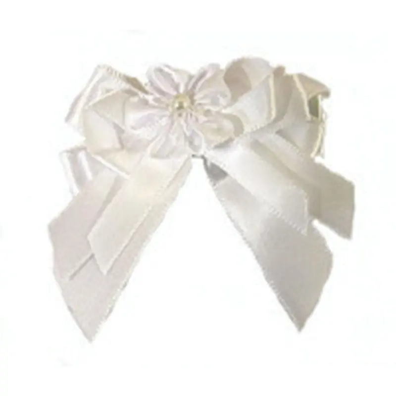 White Designer Satin Dog Hair Bow One Size