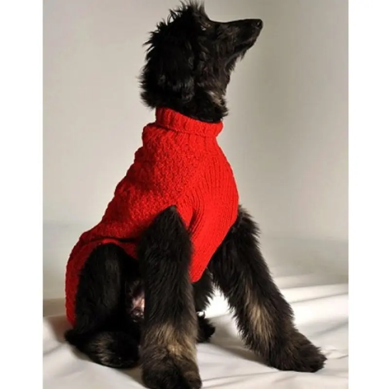 Red Cable Knit Dog Sweaters XXS