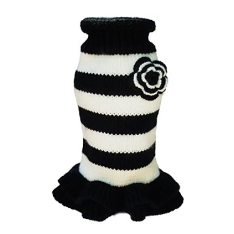Black & White Stripe Dog Sweater Dress 6