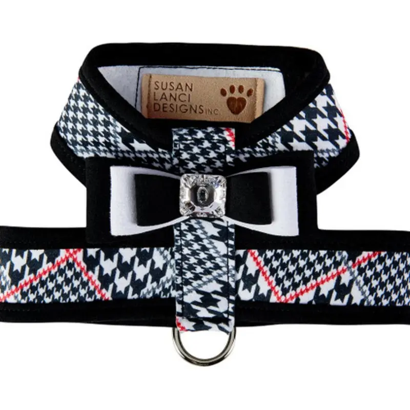 Classic Glen Houndstooth B&W Big Bow Tinkie Harness