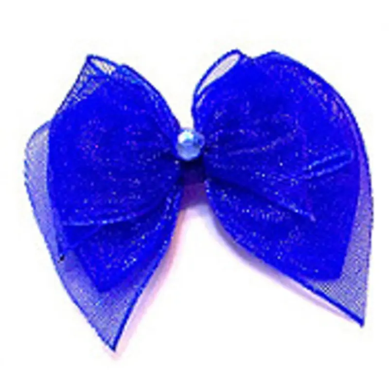 Dog Bows - Royal Blue Fairy Wings Bow Barrettes Alligator Clip