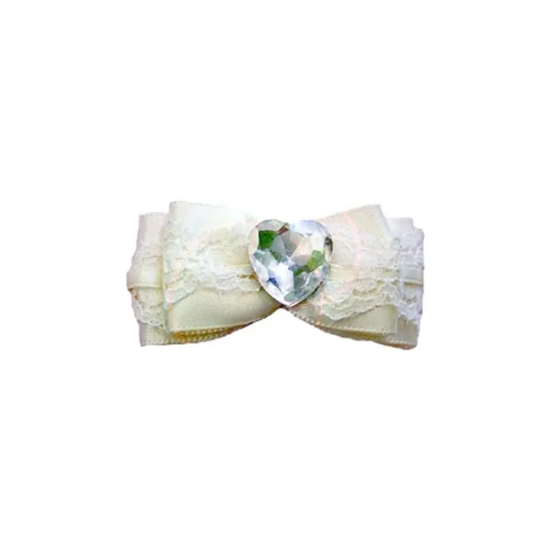 Ivory Wedding Bow Barrette by Ruff Ruff Couture One Size