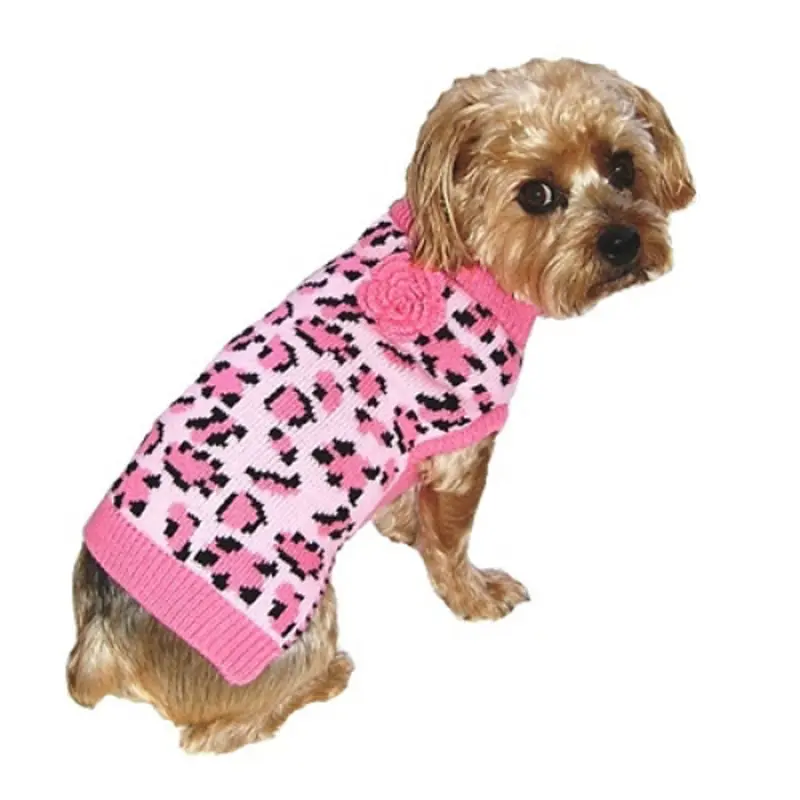 Pink Leopard Dog Sweater 6