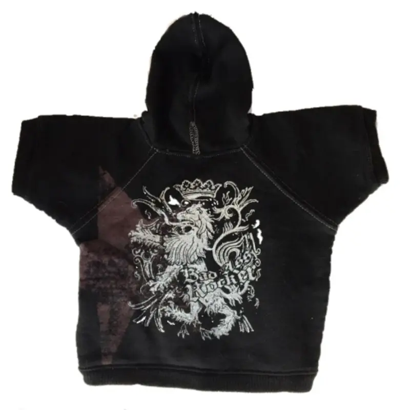 Bad Ass Rocker Dog Hoodie - Black, Large Large, LAST ONE
