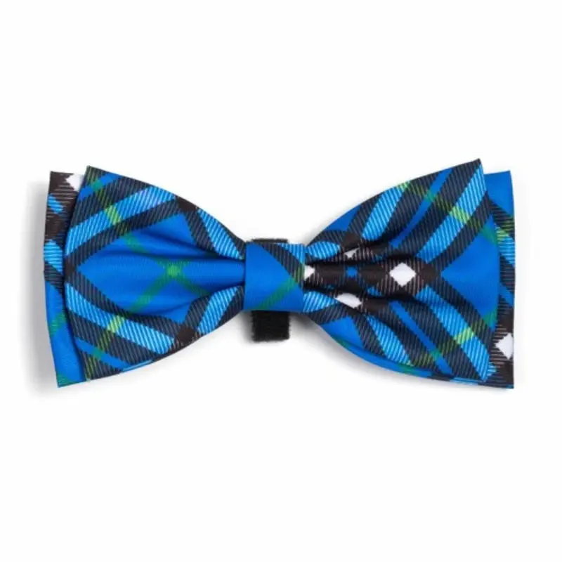 Bias Plaid Blue Pet Dog Bow Tie Small