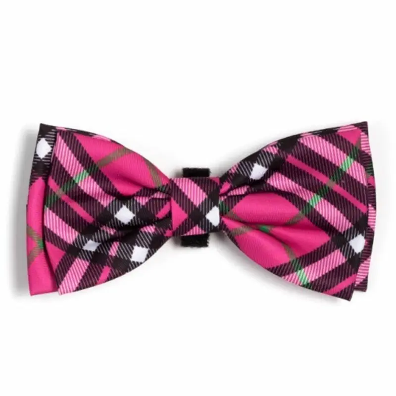 Bias Plaid Pink Pet Dog Bow Tie Small