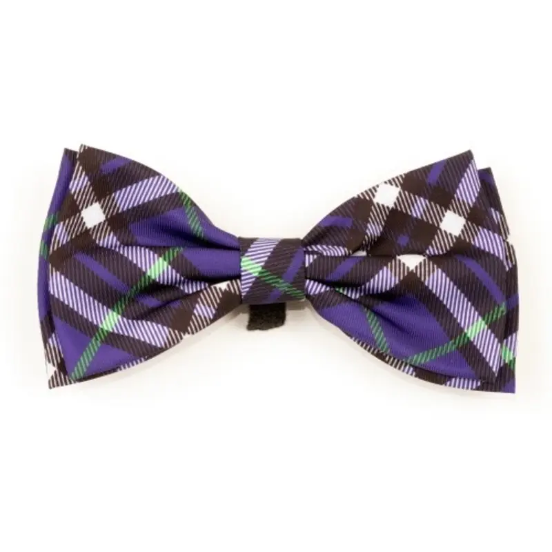 Bias Plaid Purple Pet Dog Bow Tie Small