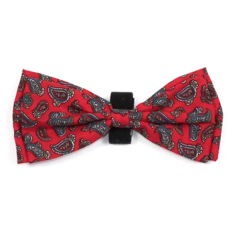 Paisley Red Pet Dog Bow Tie Small