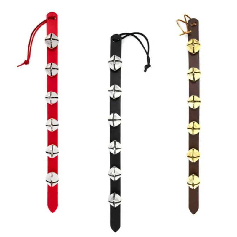 Sleigh Bell Leather Straps Red w/ nickle plated bells