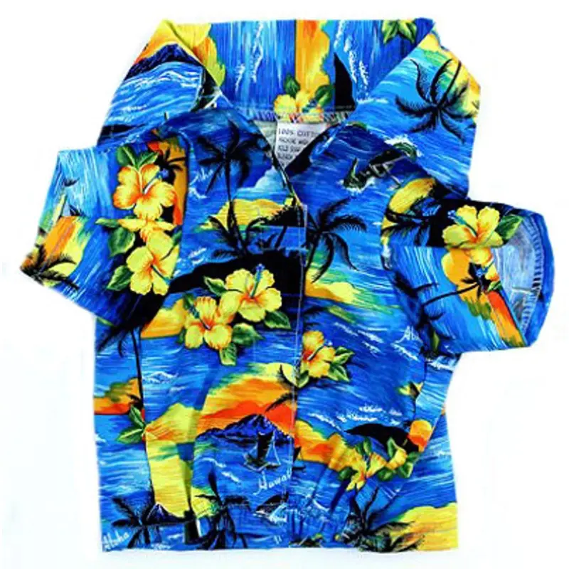 Blue Beach Hawaiian Dog Shirt XXS
