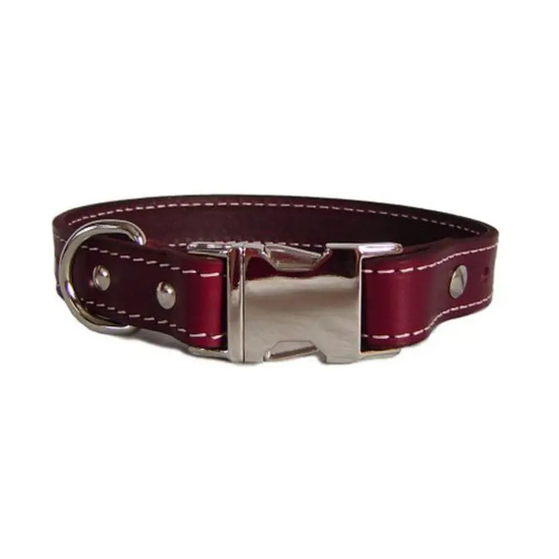 Burgundy Seneca Leather Collar - Engravable