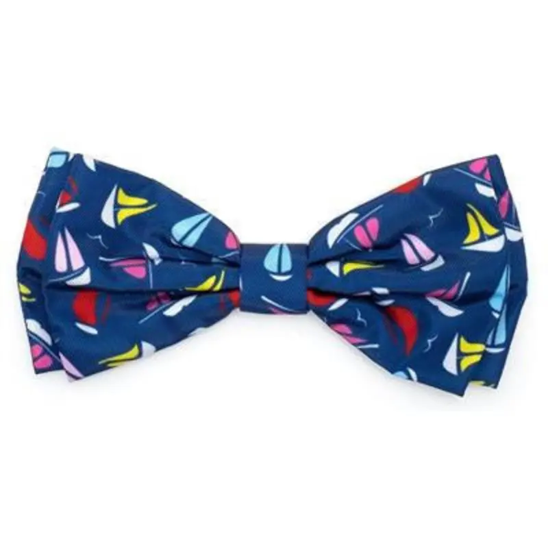 Navy Sailboats Pet Dog Bow Tie Small