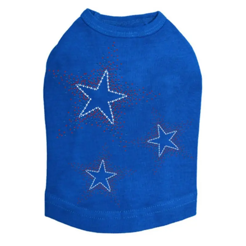 Patriotic Stars Rhinestone Dog Tank - Royal Blue - Medium Medium