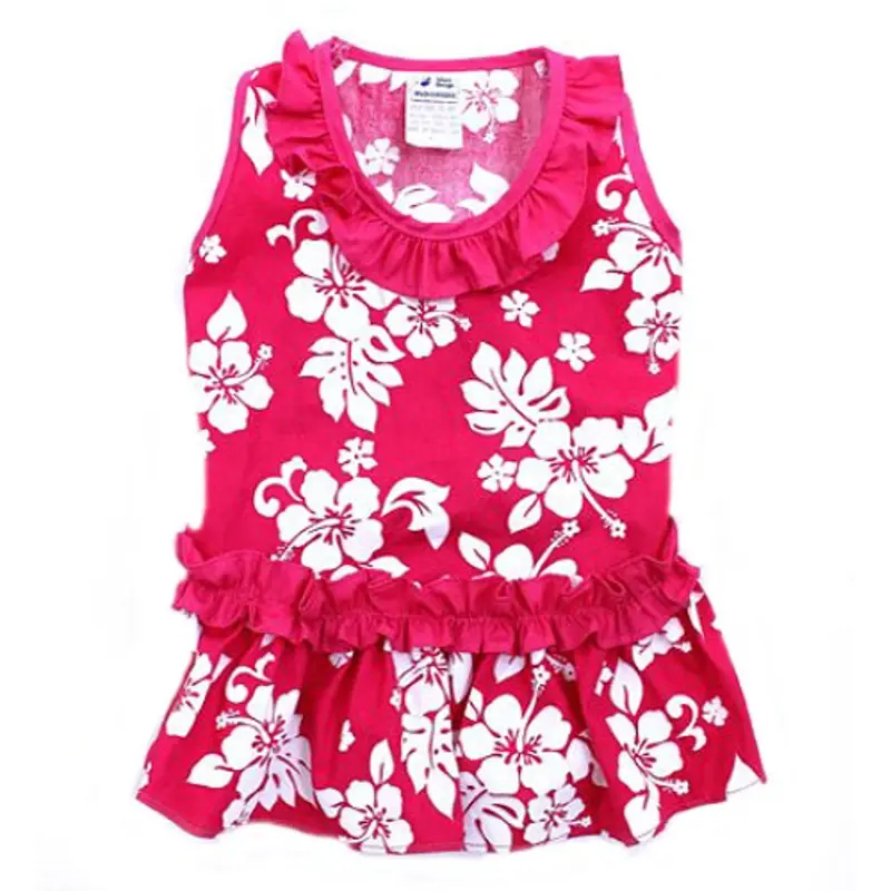 Pink Hibiscus Hawaiian Dog Dress XXS