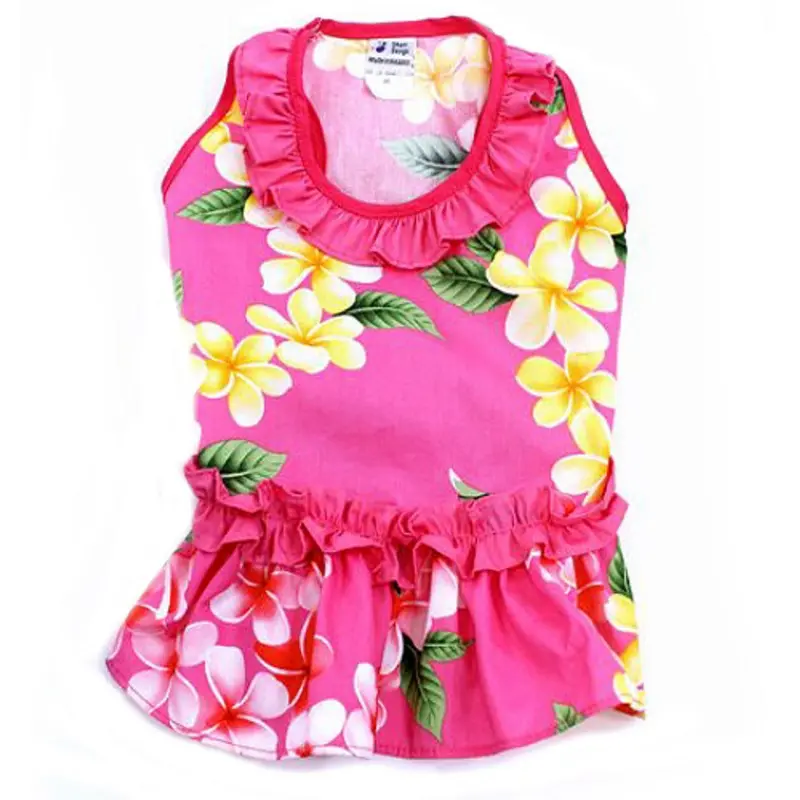 Pink Plumeria Dog Dress XXS