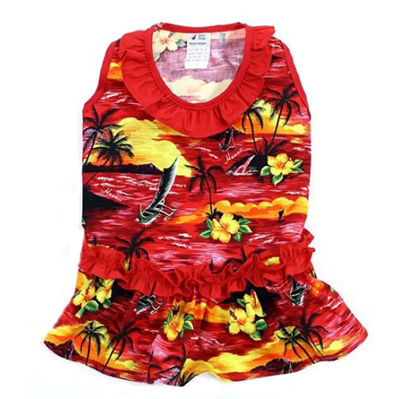 Red Beach Hawaiian Dog Dress XXS