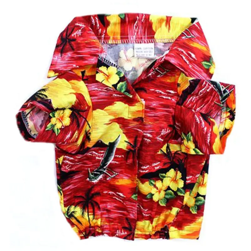 Red Beach Hawaiian Dog Shirt XXS