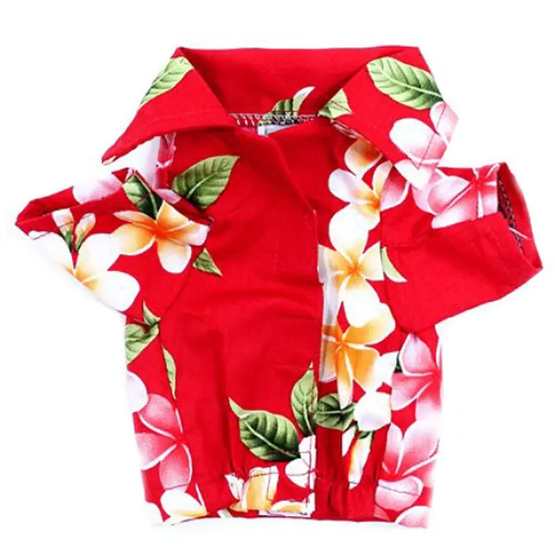 Red Flower Hawaiian Dog Shirt XXS