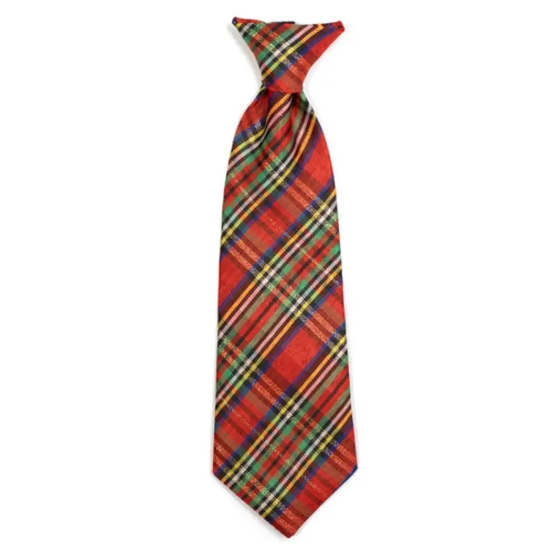 Red Lurex Plaid Pet Dog Neck Tie Small
