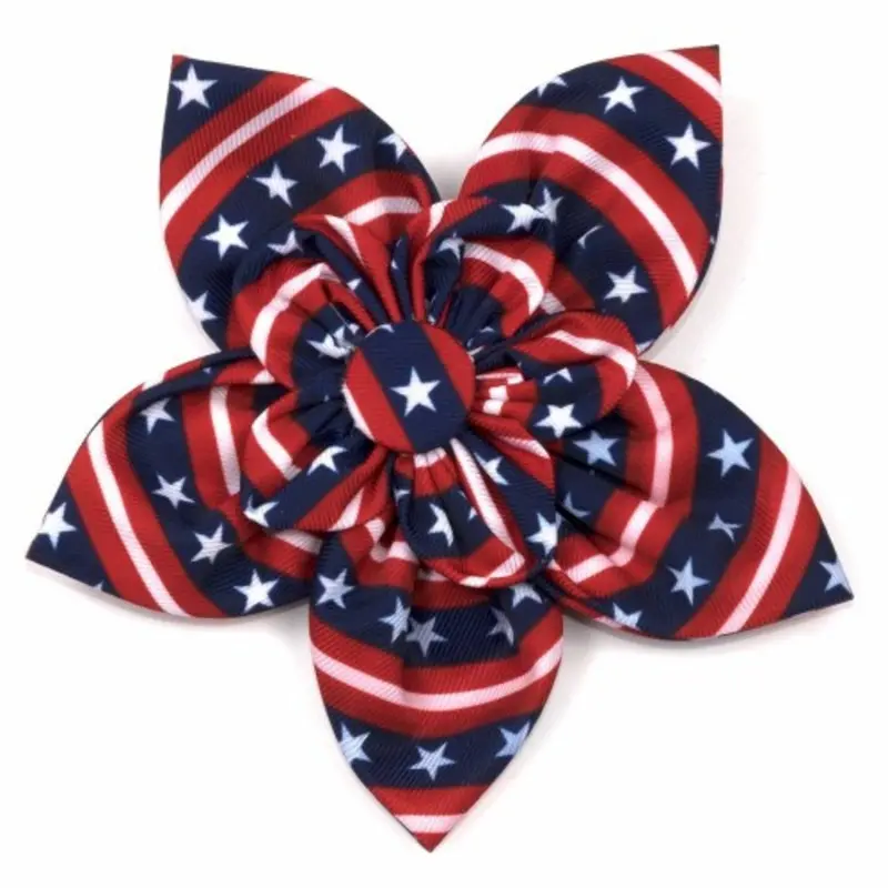 Bias Stars and Stripes Pet Dog Collar Flower Small