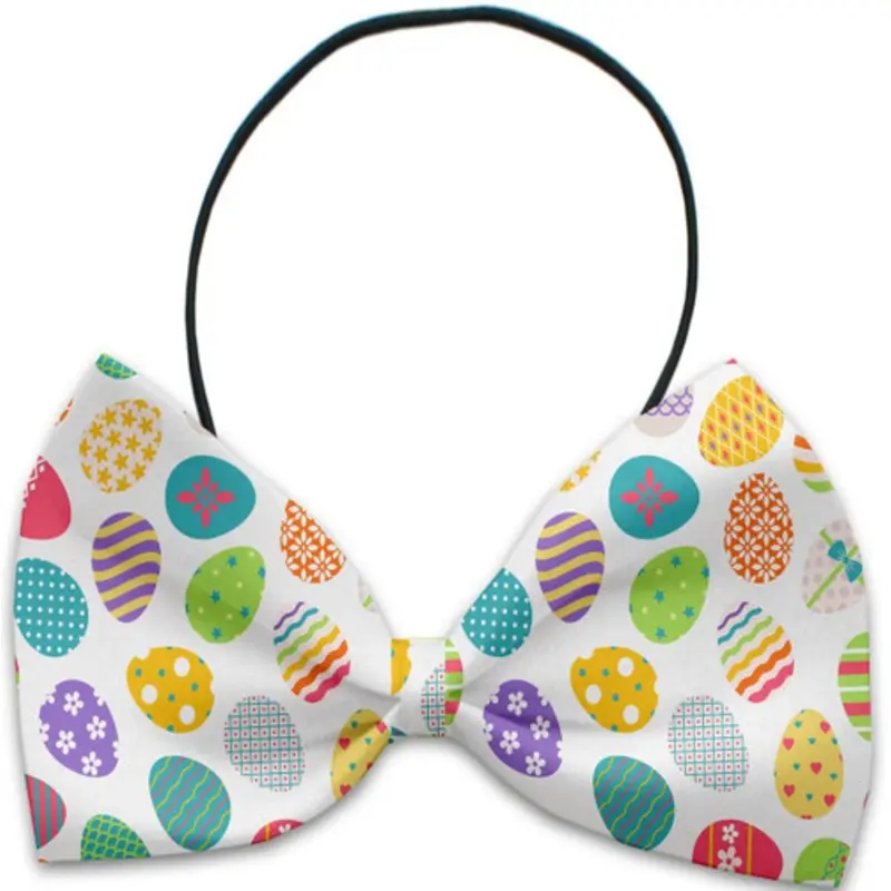 Easter Eggs Pet Dog Bow Tie Elastic - Necks 10 - 19 inches