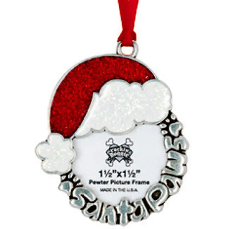 Pewter Ornament - Santa Paws/Picture