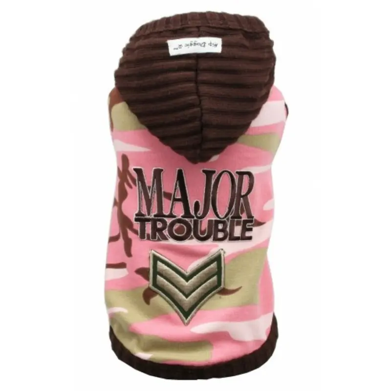 Pink Major Trouble Dog Hoodie by Hip Doggie - Size XS XS