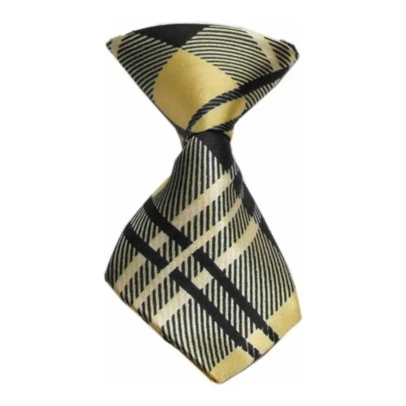 Cream Plaid Dog Neck Tie One Size