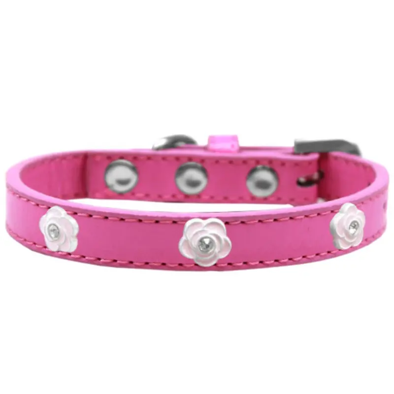 Light Pink Rose Widget Dog Collar - Bright Pink