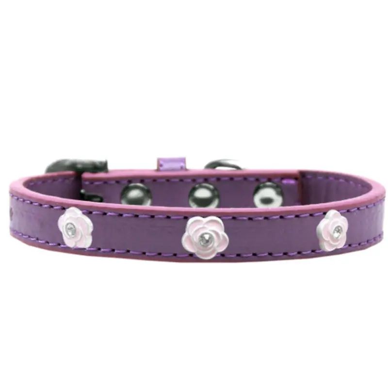Light Pink Rose Widget Dog Collar - Lavender