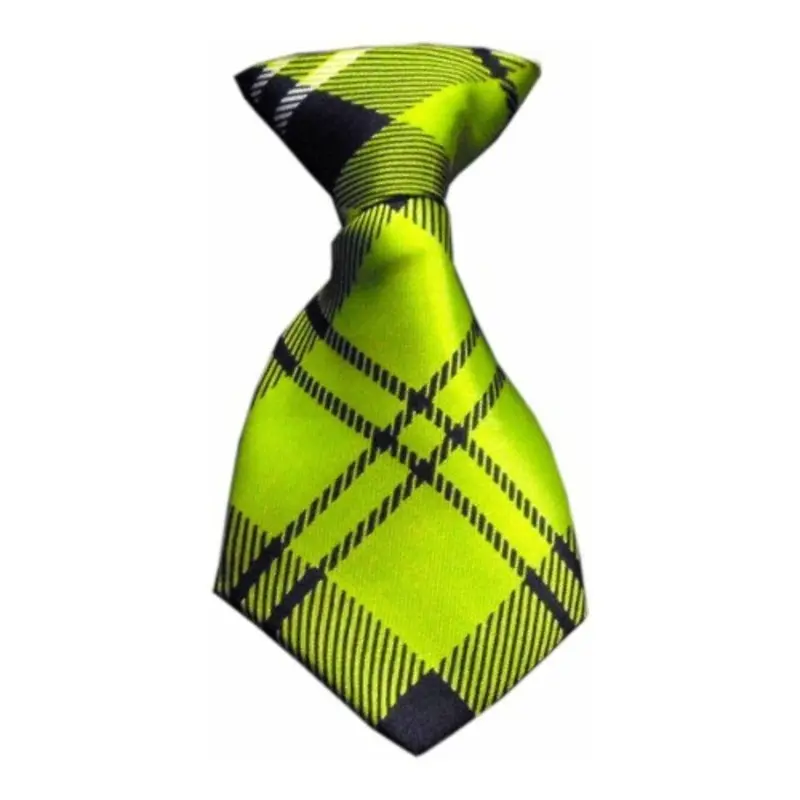 Lime Plaid Dog Neck Tie One Size