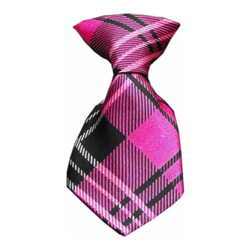 Pink Plaid Dog Neck Tie One Size
