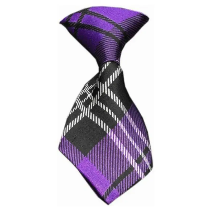Purple Plaid Dog Neck Tie One Size