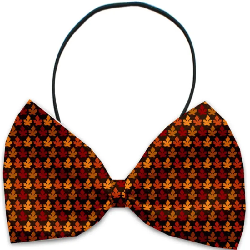 Autumn Leaves Pet Dog Bow Tie Elastic - Necks 10 - 19 inches