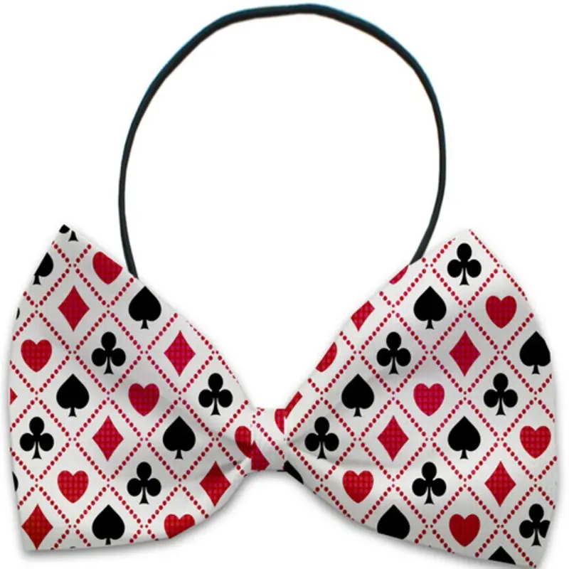 Deck of Cards Pet Dog Bow Tie Elastic - Necks 10 - 19 inches
