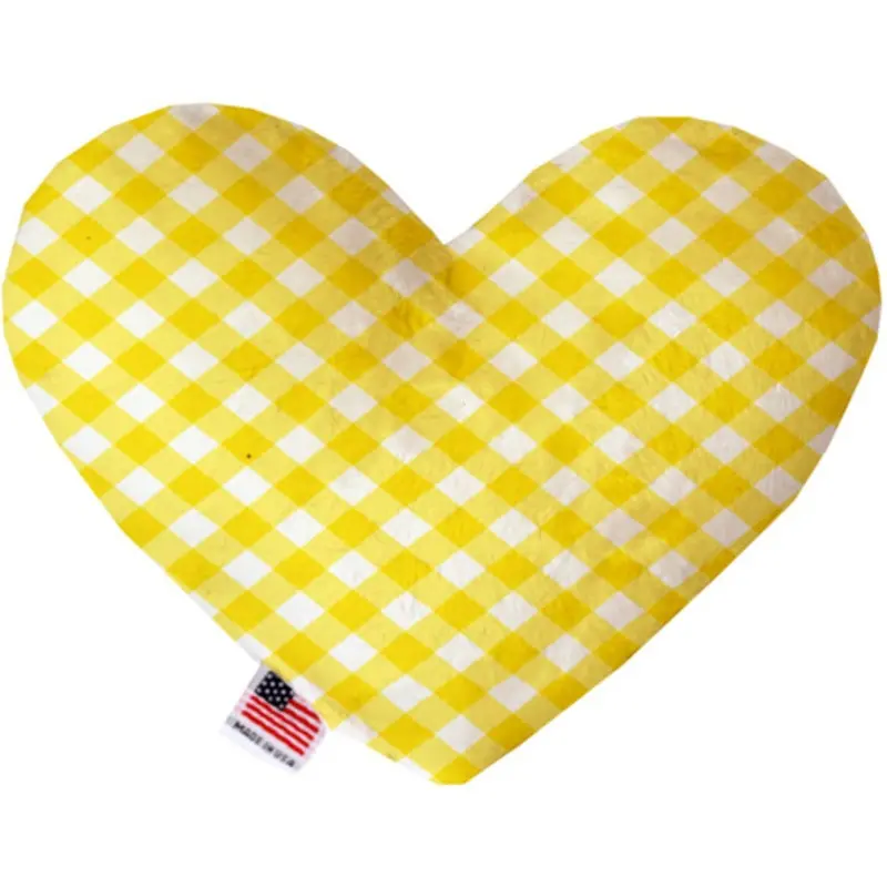 Yellow Plaid Bone or Heart Dog Toy, More Sizes