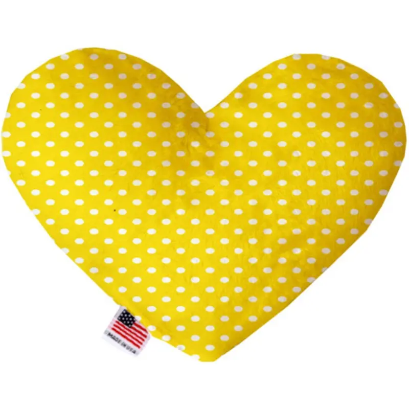 Yellow Polka Dots Bone or Heart Dog Toy, More Sizes