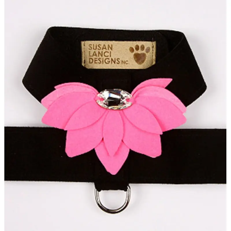 Black / Perfect Pink Water Lily Tinkie Dog Harness