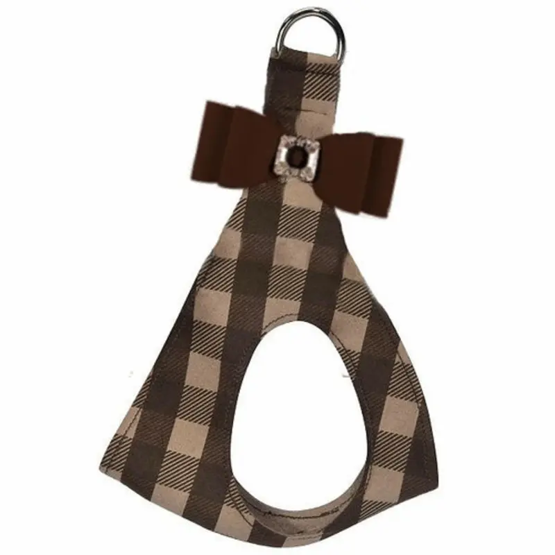 Fawn Gingham Black Big Bow Step In Harness - Custom