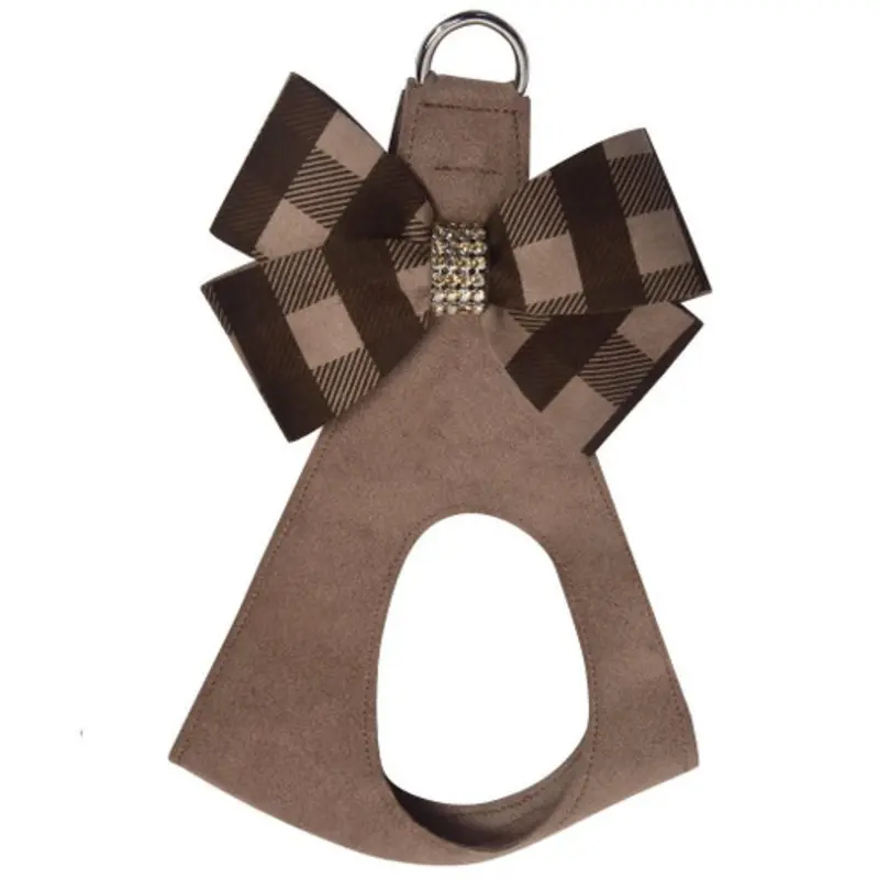 Fawn Gingham Nouveau Bow Step In Harness - Custom