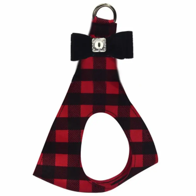 Red Gingham Black Big Bow Step In Harness - Custom
