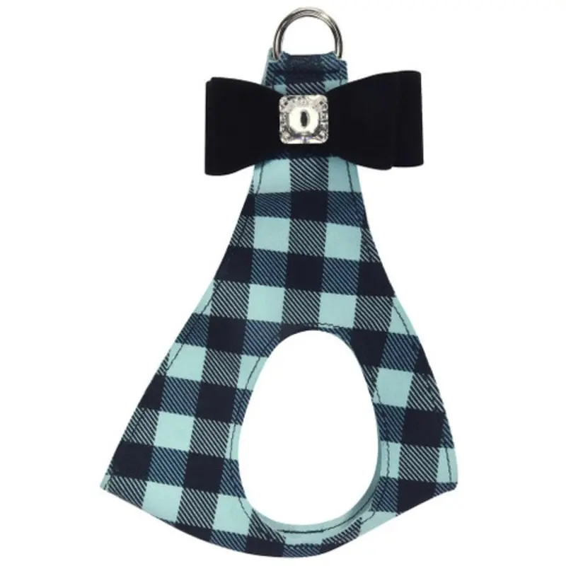 Tiffi Blue Gingham Black Big Bow Step In Harness - Custom