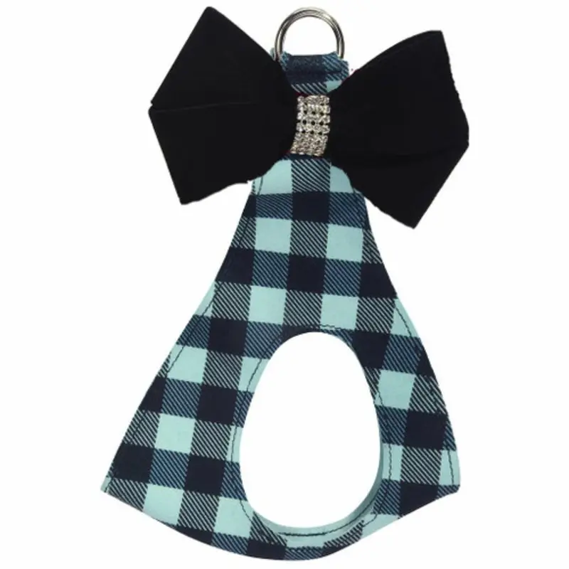 Tiffi Blue Gingham Black Nouveau Bow Step In Harness - Custom