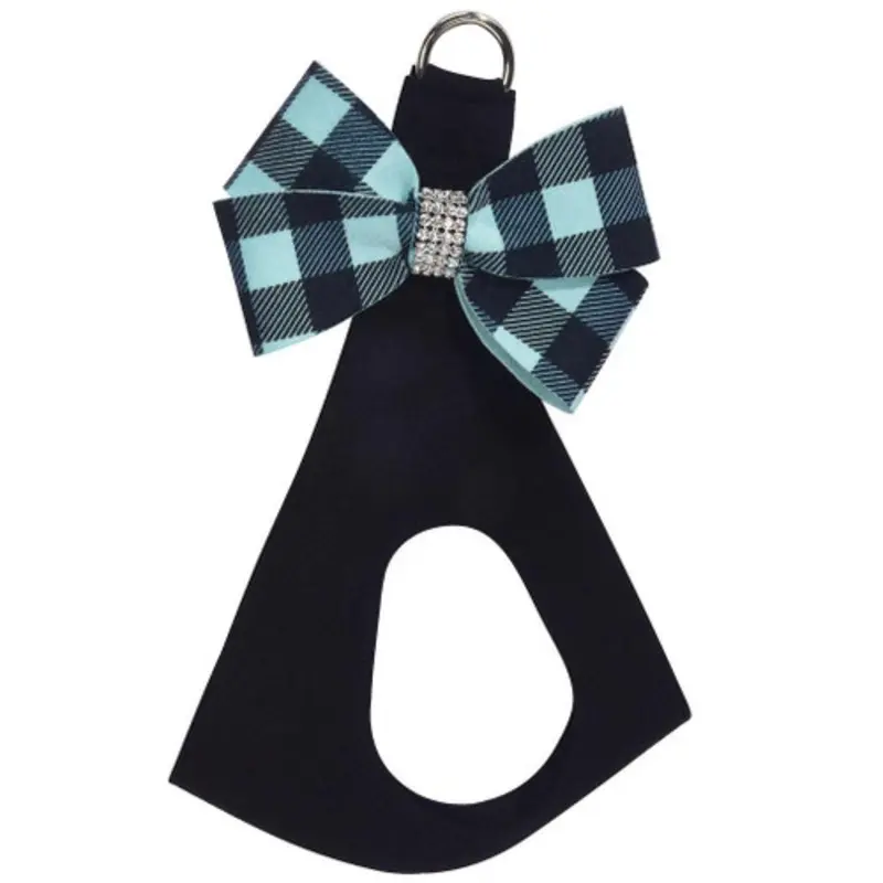Tiffi Blue Gingham Nouveau Bow Step In Harness - Custom