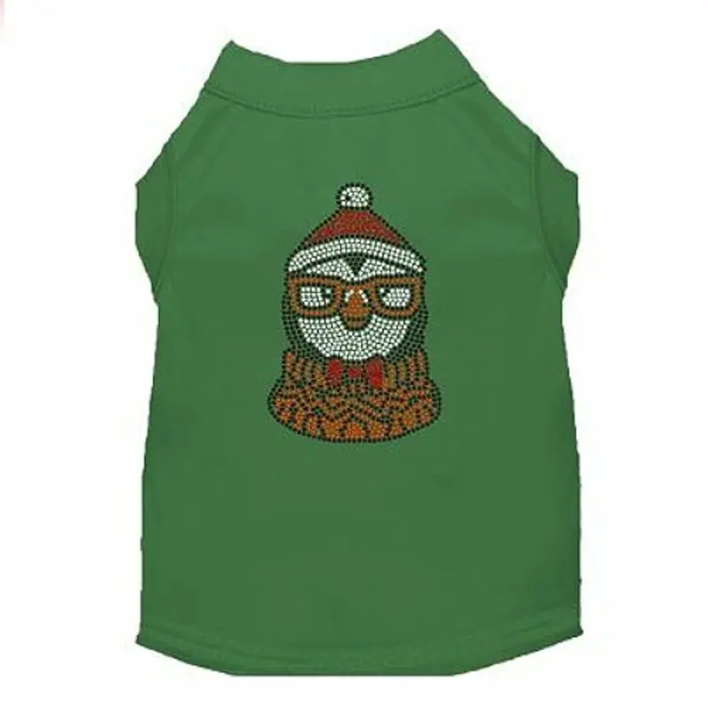 Hipster Penguin Rhinestone Dog Tank - Green