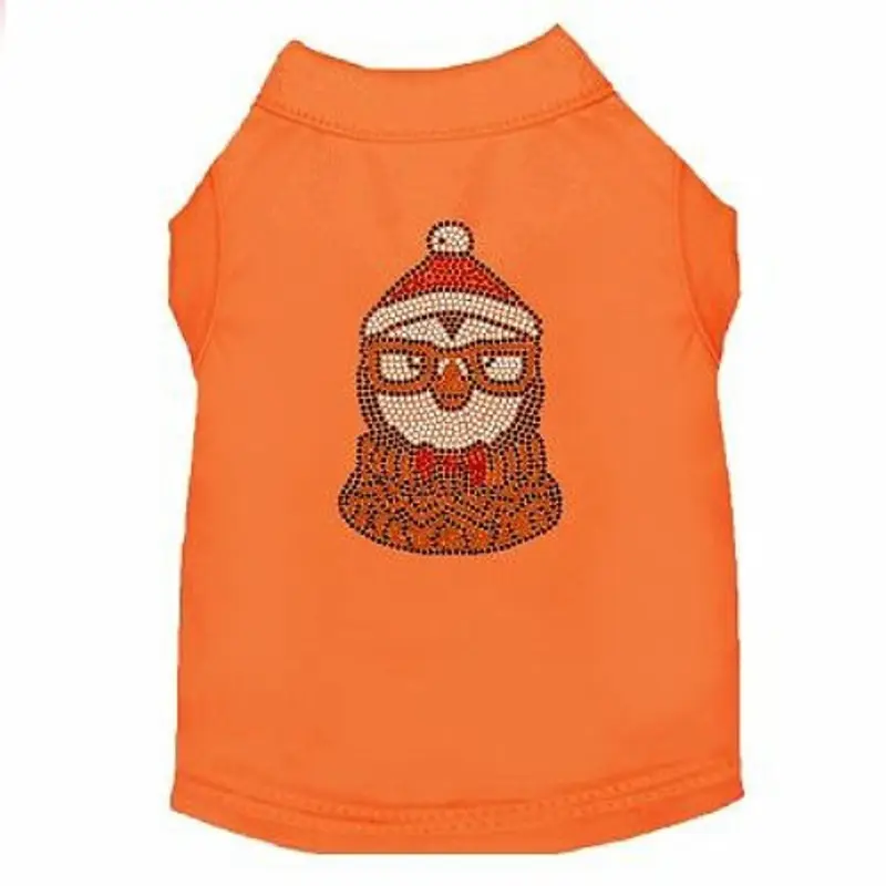 Hipster Penguin Rhinestone Dog Tank - Orange
