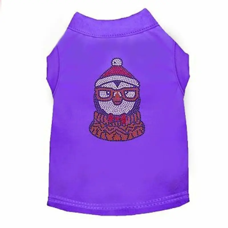 Hipster Penguin Rhinestone Dog Tank - Purple
