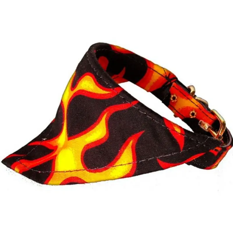 Dog Collar Bandana - Black Flames 10, LAST ONE