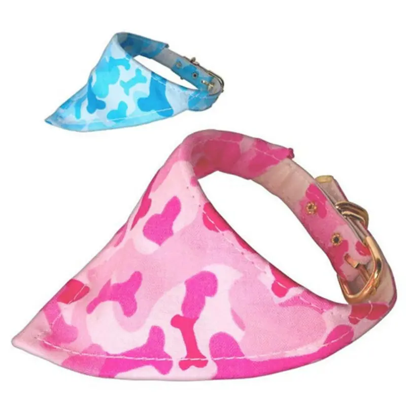 Dog Collar Bandana - Camo Bones - Pink or Blue 12 - Blue