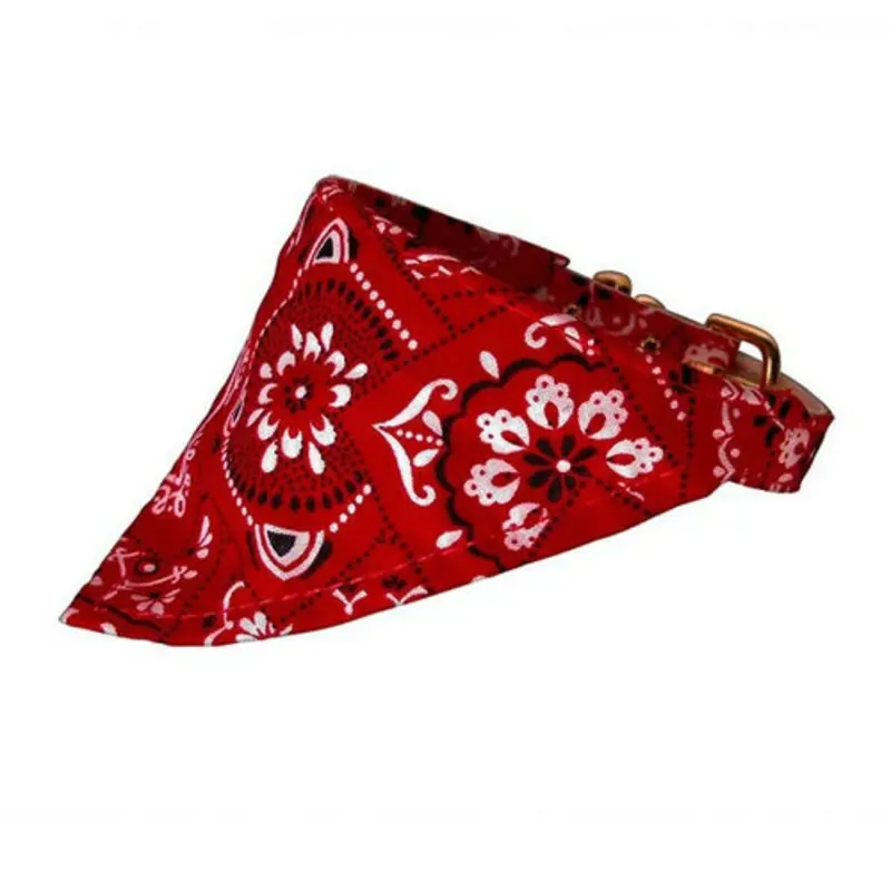 Dog Collar Bandana - Red Bandana Classic Western Bandana Collar 10  fits neck size 6 - 8"